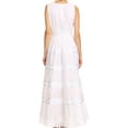 thumbnail image 2 of Sakkas Leik Long Crochet Embroidered Paneled Crossover Adjustable Batik Tank Dress - White - 1X, 2 of 4