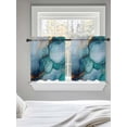 thumbnail image 5 of Teal Blue Marble Tier Curtains 36 Inch Length, Sheer Curtains for Bedroom Living Room Window Abstract Artwork Aesthetic Rod Pocket Voile Drapes Kitchen Curtains Small Half Window 27.5"x36" 2 Panels, 5 of 6