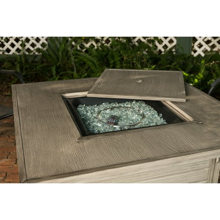 Fire Sense - Langhorne Square Aluminum LPG Fire Pit - Barnwood