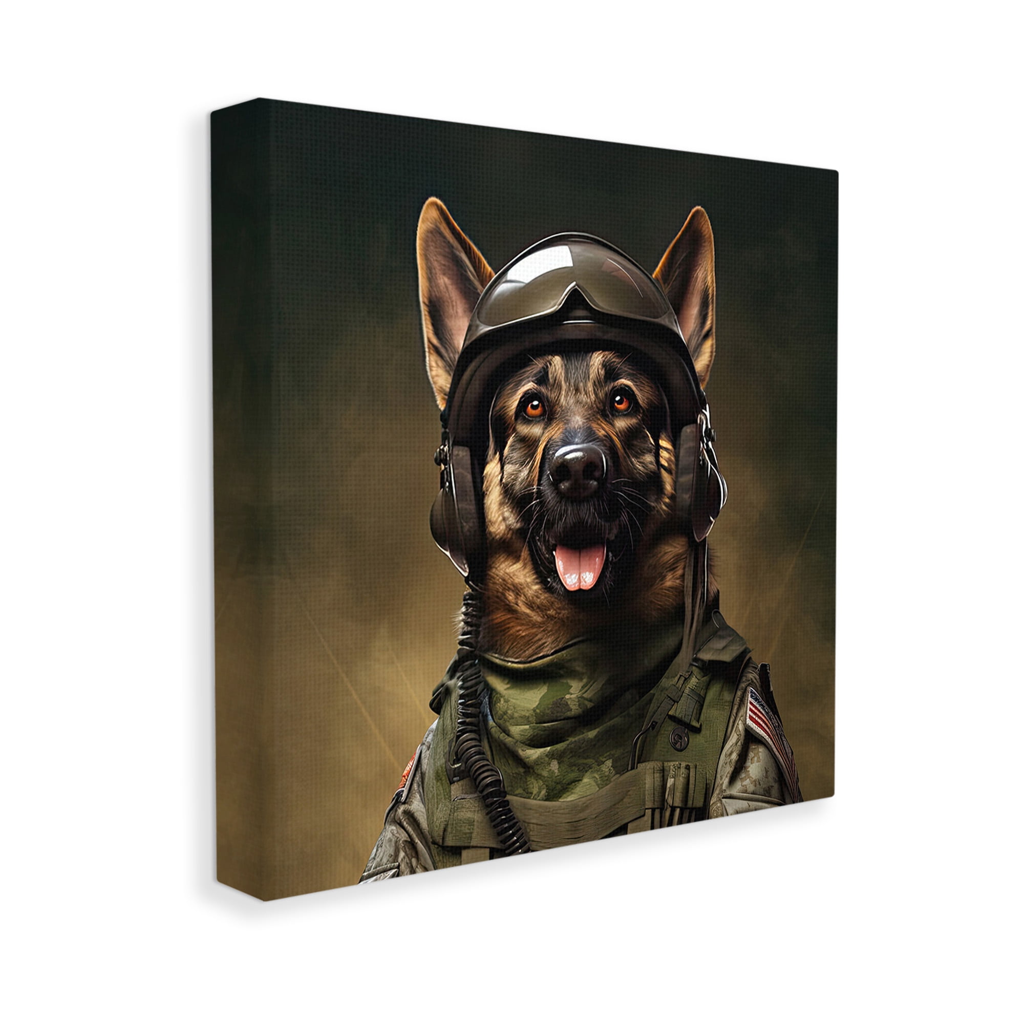 Stupell Industries German Shepherd in Uniform Animals & Insects Painting Gallery Wrapped Canvas Art Print Wall Art, 36 x 36