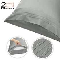 PiccoCasa 2Pcs Cotton Pillowcases Embroidered Pillow Covers, Queen Gray