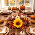 thumbnail image 4 of Halloween Decoration Indoor Outdoor Clearance Under $5.00!Simulation Maple Leaf Candle Holders Wreath Border Halloween Harvests Festival Autumns Pumpkin Sunflower Decorative Candle Holders Wreath, 4 of 6