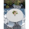 thumbnail image 6 of White Round Fitted Tablecloth with Elastic Edge, Waterproof Table Cloth Table Cover for 36"-44" Tables, Farmhouse Burlap Solid White Color Modern Linen Texture Tablecloths for Dining Picnic Outdoor, 6 of 9