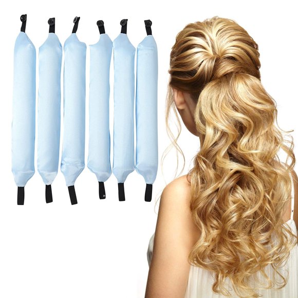 Fer à Friser, Fer à Friser Sans Chaleur, Serre-Tête à Tige de Frisage Sans Chaleur, Vous Pouvez Dormir la Nuit, Sans Chaleur, Rouleaux en Mousse Souple pour Cheveux Mi-Longs et Longs, Outils de Coiffure DIY, 6 Pcs
