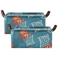 thumbnail image 2 of Collapsible Storage Bins Fabric Shelf Baskets with Handles 16.9"x11.4"x7.7" Closet Organizer Basketball and Baskets, 2 of 8