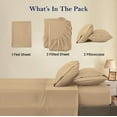 thumbnail image 4 of Split King 5 Piece Sheet Set - Breathable & Cooling, Luxury Sheets, 500 TC Egyptian Cotton Sheets, 100% Cotton Split King Sheet Set, 16-18" Inch Deep Pocket, Split King Size Taupe Stripe, 4 of 5