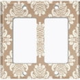 thumbnail image 2 of Metal Light Switch Plate Outlet Cover (Damask Tan 2 - Double Rocker), 2 of 2