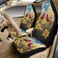 thumbnail image 3 of Xixirimido Car Seat Covers Front Seats Leather Universal Fit for Cars, Vans, Trucks, SUV, Set of 5 Car Seat Protector with Seatbelt Covers & Center Console Cover, Cardinal Birds Yellow Lily, 3 of 8
