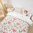 thumbnail image 2 of Erosebridal Pink Love Hearts Queen Duvet Cover Set for Girls, Chic Flower Floral Bedding, Polka Dots Reversible, 3pcs 1 Duvet Cover and 2 Pillowcases, No Comforter, 2 of 6