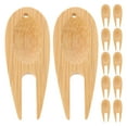 thumbnail image 1 of 12 Pcs Fourche de Réparation de Gazon Outil de Réparation de Divot en Bambou pour Golfeurs, 1 of 9