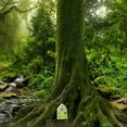thumbnail image 4 of Fairy Door -Fairy Door for Tree-Fairy Garden-Fairytale Door - Tooth Fairy Door-Fairies Sleeping Door and Windows Tree Statues-Tree Hugger Yard & Garden Sculptures Fairy Mystical Home(Green), 4 of 6