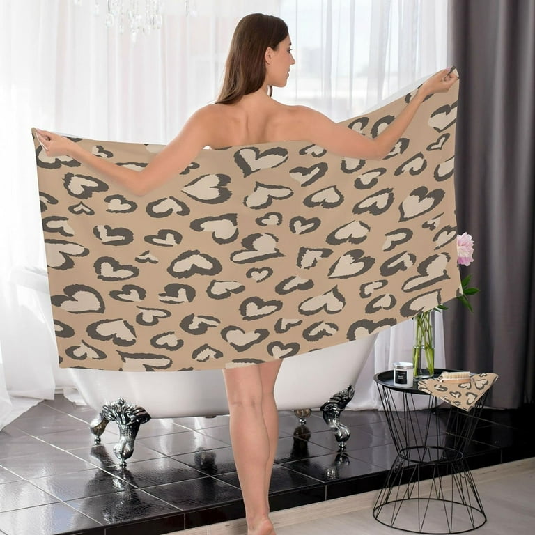 Wellsay Love Leopard Print Soft Cotton Towel Sets 2 Piece 1 Bath Towel 1 Hand Towel Quick Dry Highly Absorbent Bath Towels Washcloths for Bathroom Gym Hotel and Spa Walmart