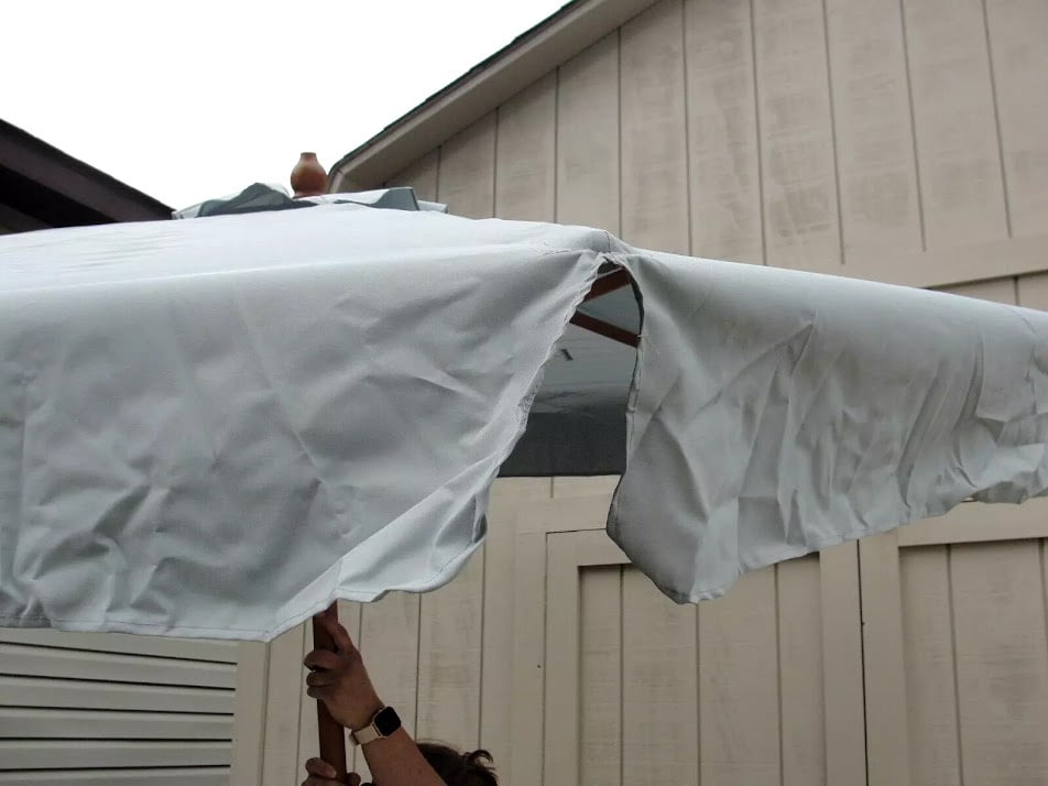 Corona Premier Patio Umbrella with Valence, Gray