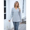 thumbnail image 2 of Women Long Sleeve Shirts Dressy Casual Button V Neck Pullover Sweaters Jumper Tops Fall Outfits Light Blue XXL, 2 of 8