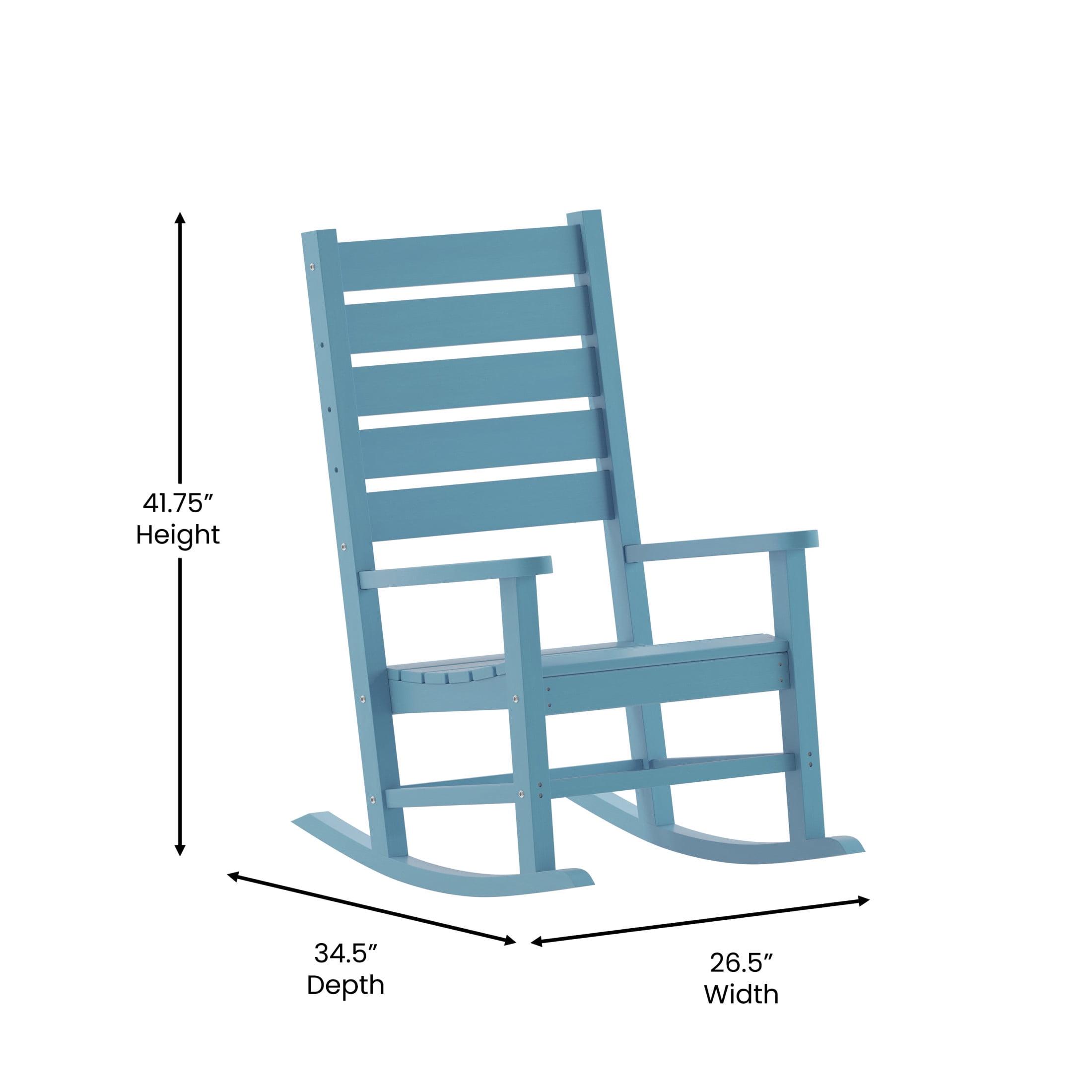 Flash Furniture Manchester Set of 2 Contemporary Rocking Chairs, All-Weather HDPE Indoor/Outdoor Rockers in Blue