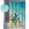 thumbnail image 4 of Sea Turtle Shower Curtain, 72" x 72", Summer Turquoise Ocean Watercolor Shell Conch Waterproof Bathroom Curtain Washable Shower Curtain Set with 12 Hooks, 4 of 6