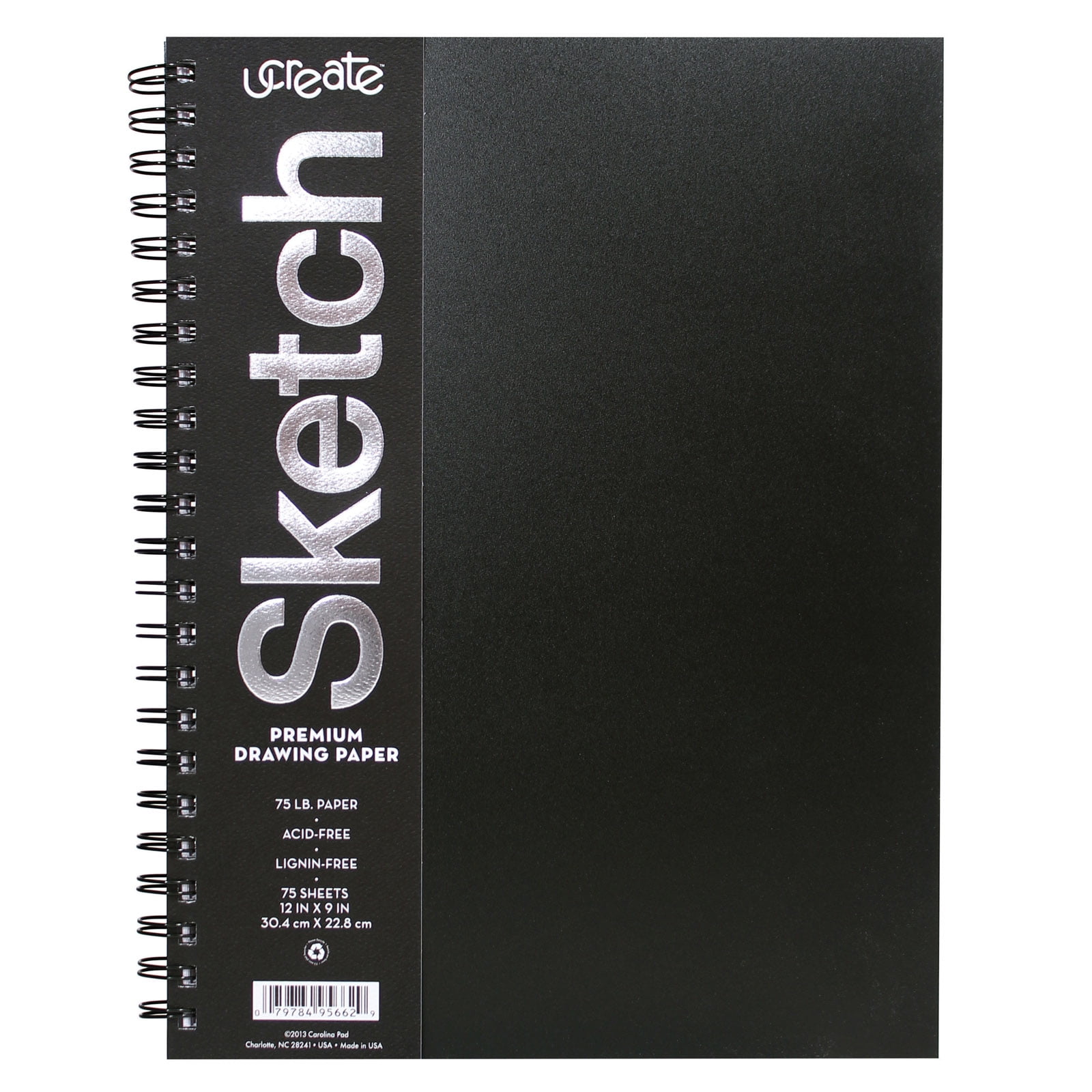 UCreate Poly Cover Sketch Book, Heavyweight, 12" x 9", 75 Sheets, Pack of 3