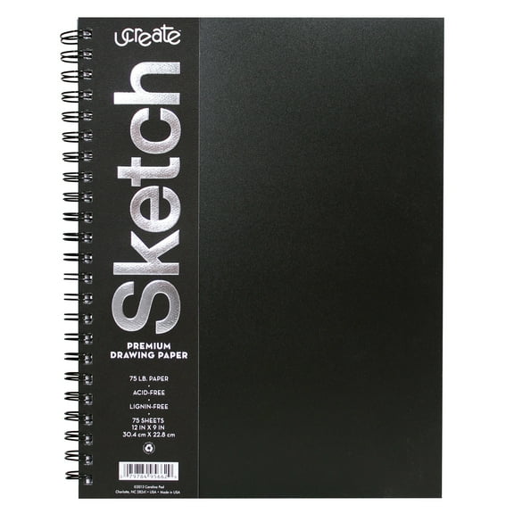 UCreate Poly Cover Drawing Sketchbook, 12" x 9", 75 Sheets