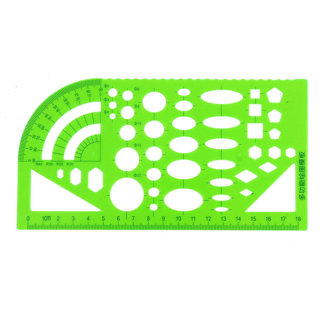 ibaye 11 Pieces Geometric Drawing Template Measuring Ruler Transparent Green Plastic Multifunctional Rulers for Drawing Designing Studying Building
