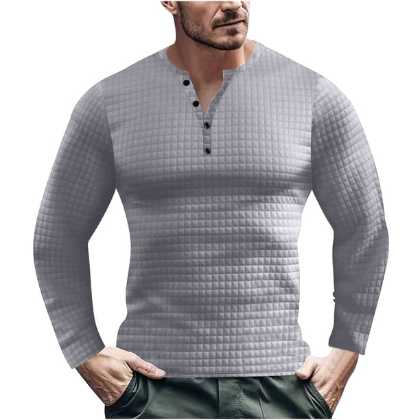 Blusas y camisas de manga larga con cuello en V para hombre, jersey de color liso con cuello en V, blusa holgada de manga larga para hombre