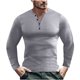 thumbnail image 1 of Blusas y camisas de manga larga con cuello en V para hombre, jersey de color liso con cuello en V, blusa holgada de manga larga para hombre, 1 of 6