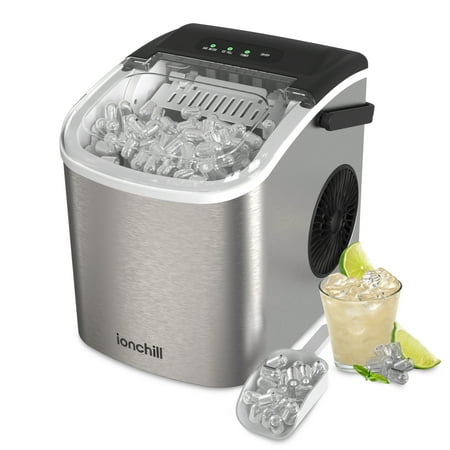 Ionchill Quick Cube Ice Machine  26lbs/24hrs Portable Countertop Bullet Cubed Ice Maker