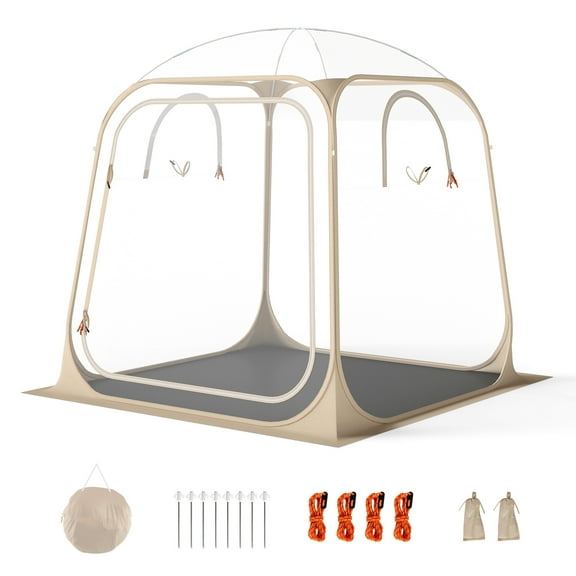Gymax 7x7ft Clear Bubble Pop-Up Tent w/Sealed Floor Bag PVC Screen for 2-4 Persons