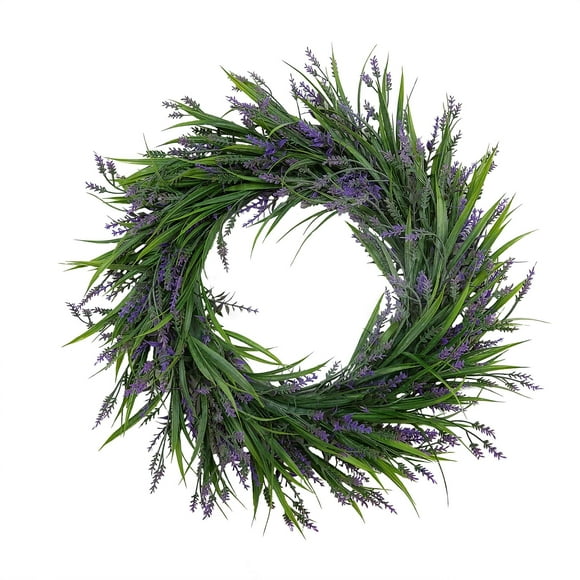Mainstays 18in Indoor Artificial Lavender Wreath, Lavender, Purple Color.