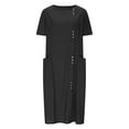 thumbnail image 5 of THDHVS Plus Size Dresses for Curvy Women,Womens Dresses,Women's Summer Casual Round Neck Short Sleeve Dresses with Pockets Black 2XL, 5 of 7