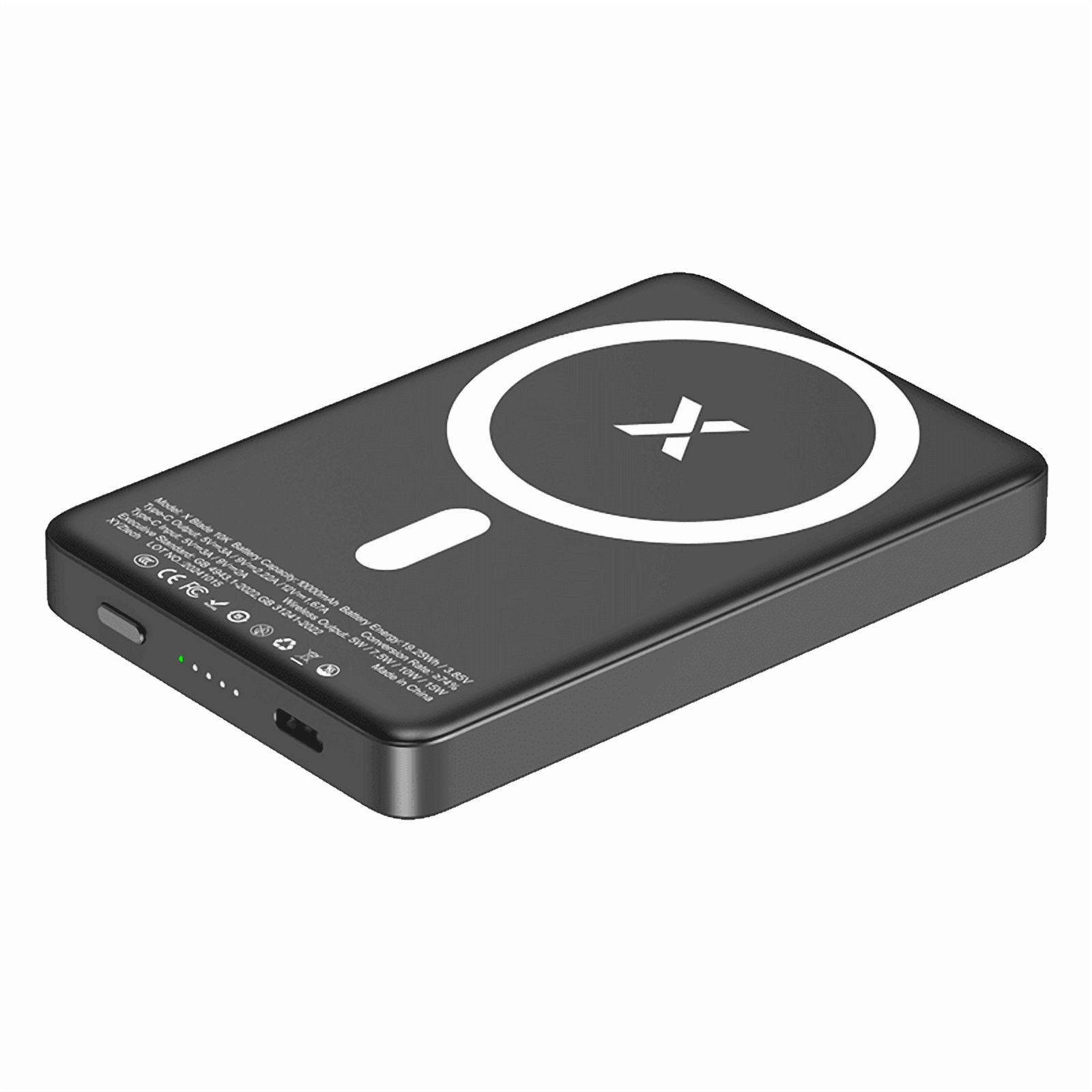 XYZtech X Blade 10000 mAh Wireless Power Bank Compatible with iPhone and Samsung, Metal Casing Design, Gray