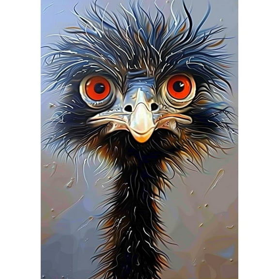 5D Diamond Art Painting by Number Kits for Adults Black Ostrich DIY Paint with Full Drill Round Diamond Gems Painting Art Craft for Home Wall Decor 11.8x15.8inch