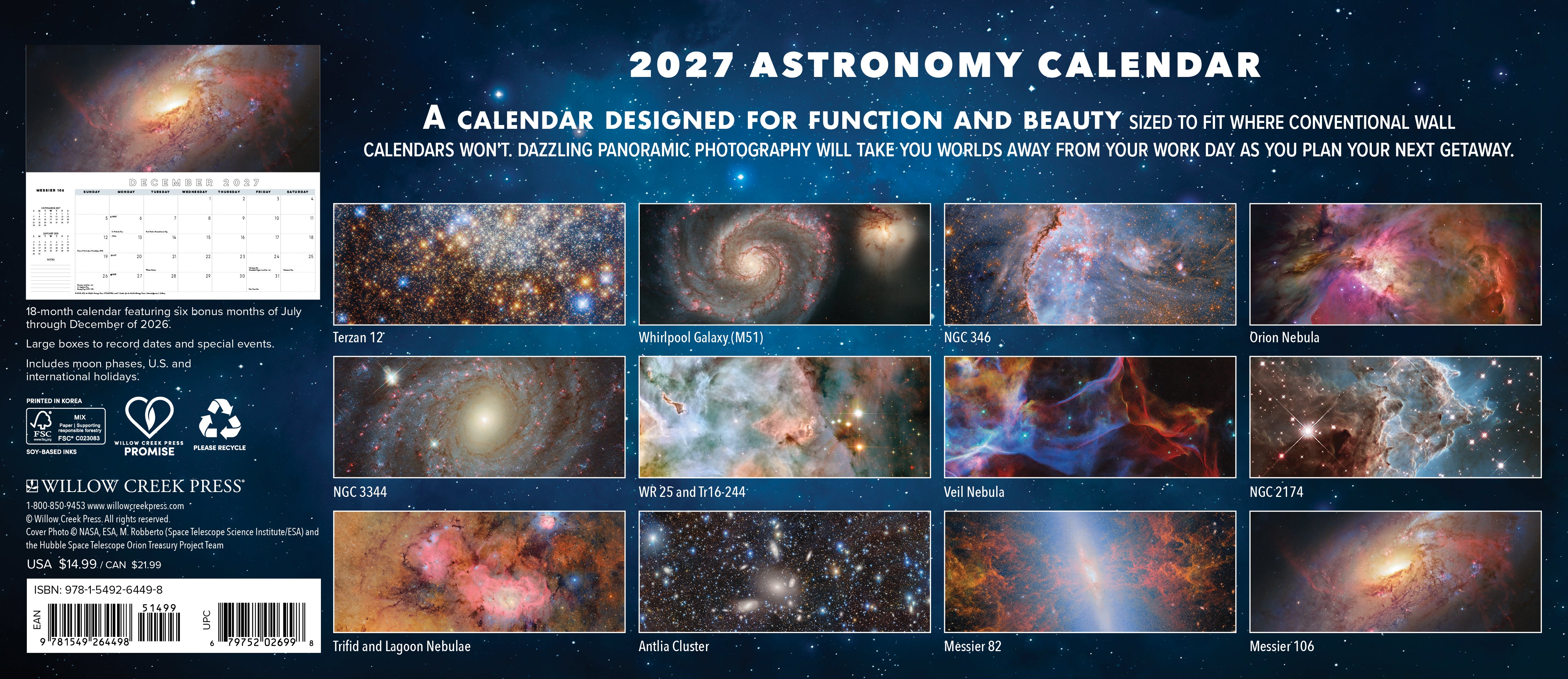 Willow Creek Press, Astronomy 2027 Panoramic Wall Calendar