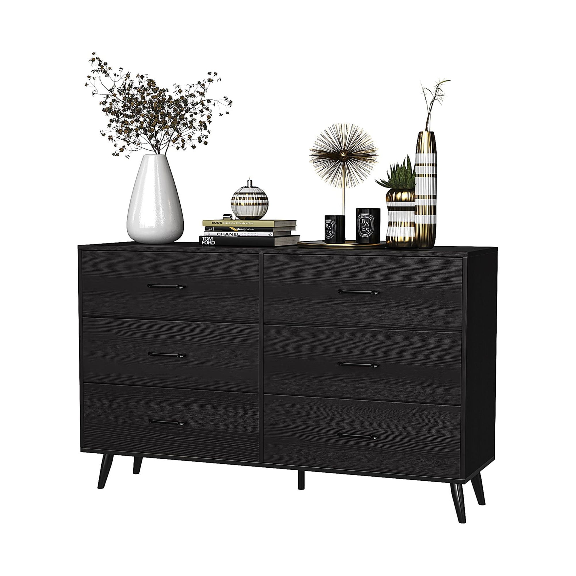 YYAo Wooden Nursery Dresser, 6-Drawer Chest of Drawers for Bedroom, 6 Drawer Long Dresser for Kids Room, Living Room, Black YYAo Wooden Nursery Dresser, 6-Drawer Chest of Drawers for Bedroom, 6 Drawer Long Dresser for Kids Room, Living Room, Black
