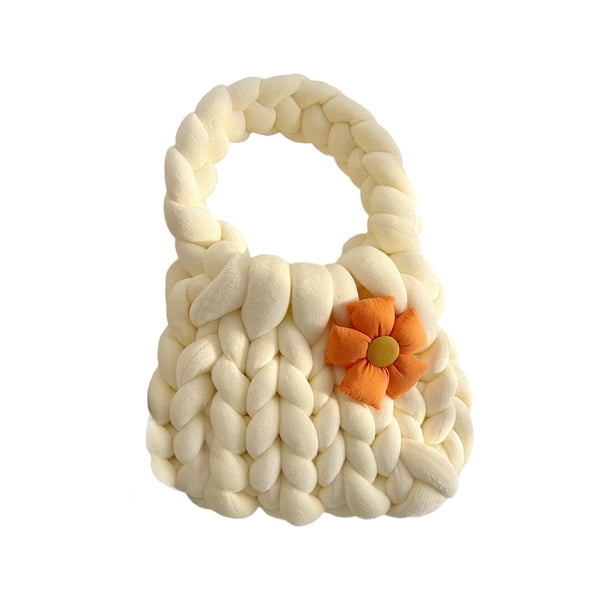 Bolso de crochet para mujer, con asa superior, elegante y suave, para fiesta de trabajo. blanco