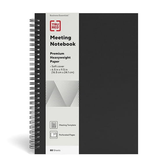 Staples TRU RED Medium Soft Cover Meeting Notebook Blk TR54988