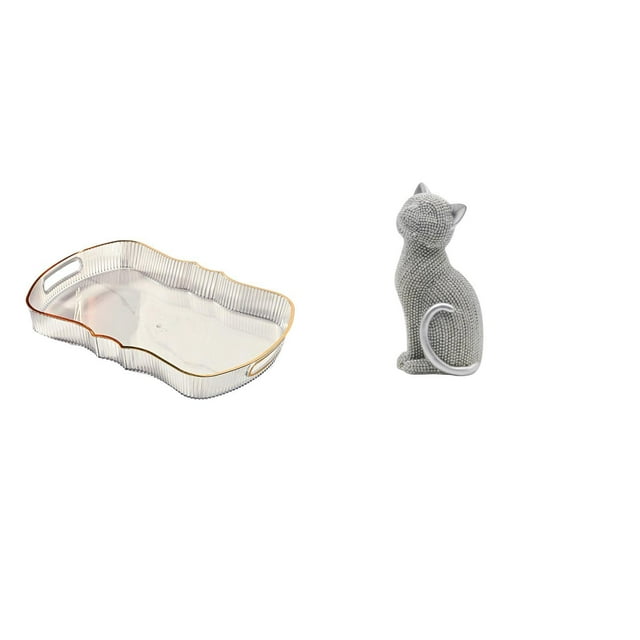 Elegante Bandeja De Tocador Con Forma De Gato De Resina Para Baño, Desayuno, Almacenamiento De Frutas Y Escultura Decorativa De Animal Para Sala De Estar Y Dormitorio.