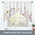 thumbnail image 2 of Floral Leaves Curtain for Kitchen Bathroom Watercolour Pink Flower Rod Pocket Window Tier Curtains Valance Set 4 Pcs Plant Printed Valances 27W x 36L*2 Curtains 27W x 36L*2, 2 of 6