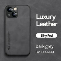 Dteck Luxury Leather Case for iPhone 13 6.1 Inch, Ultra Slim Thin Imported Leather Magnetic Shockproof Rugged Cover Case for iPhone 13, Darkgray