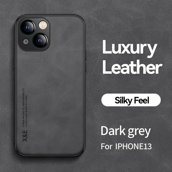 Allytech for iPhone 13 6.1 Inch Ultra Thin Imported Luxury Leather Case, Magnetic Attraction Inside Drop Protection Durable Cover Case, Darkgray
