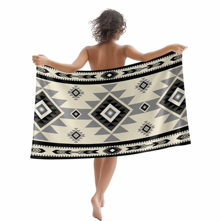 Beach Towel Beige Boho Bath Pool Towels Bohemian Native Southwest Ethnic Absorbent Beach Towel Soft Large Quick Dry Lightweight Camping Travel Sports Yoga Gym Swim Towels for Adult 35x70 Inch