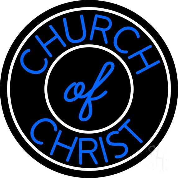 Blue Church Of Christ Block LED Neon Sign 18 X 18 - inches Black Square Cut Acrylic Backing, with Dimmer - Premium built indoor Sign for Home décor, Event, Religious place, Store interior.
