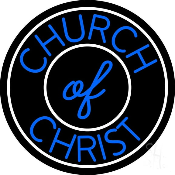 Blue Church Of Christ Block LED Neon Sign 26" Tall x 26" Wide - inches Black Square Cut Acrylic Backing, with Dimmer - Premium built indoor Sign for Home décor, Event, Religious place, Store interior.