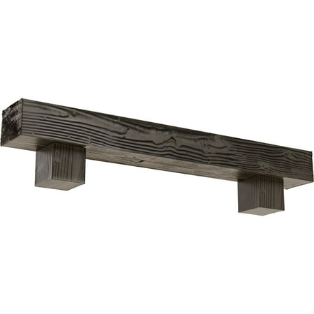 

Ekena Millwork 8 H x 12 D x 60 W Sandblasted Faux Wood Fireplace Mantel Kit w/ Alamo Corbels Burnished Honey Dew