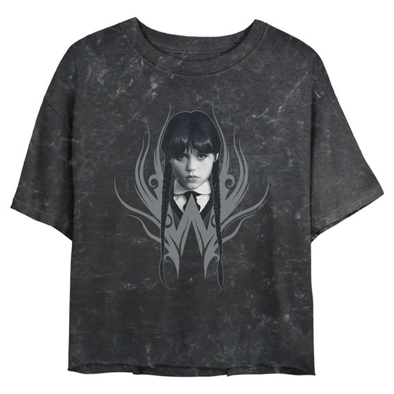 Juniors Wednesday Black and White Modern Portrait T Shirt