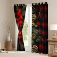 thumbnail image 2 of jejeloiu Christmas Flower Floral Curtains Pack of 2 (42x84 Each),Red Geometric Plaid Curtains Blackout,Rustic Farmhouse Cabin Bedroom Curtains For Men Women,Breathable Home Decor, 2 of 6