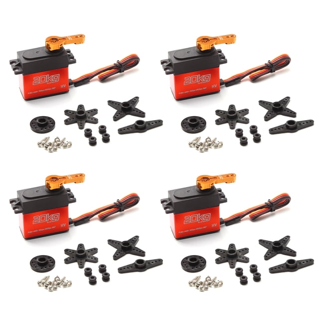 ESC, Servo Digital 20kg alto Torque 4 Uds 180 ° servo de engranaje de acero inoxidable para 1/8 1/10 Romacci 4 piezas