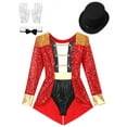 thumbnail image 6 of iiniim Women's Ringmaster Circus Ring Leader Outfit Master Lion Tamer Fancy Dress Bodysuit Red 3XL, 6 of 7