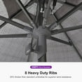 thumbnail image 5 of PURPLE LEAF 10 FT Semi-Auto Outdoor Market Patio Umbrella Sun Umbrellas with Led Lights and 8 Aluminum Sturdy Ribs for Backyard Deck Garden Pool, Gray Pole Gray Canopy, 5 of 9