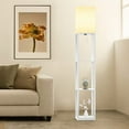 thumbnail image 4 of REZJSWFSMMJ Floor Lamp with Shelves, Modern Square Standing Lamp with Glass Shelves, Corner Display Shelf, 4 of 4