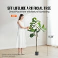 thumbnail image 2 of SKYSHALO 61” Fiddle Leaf Fig Artificial Tree in Mossy Pot, 2 of 9